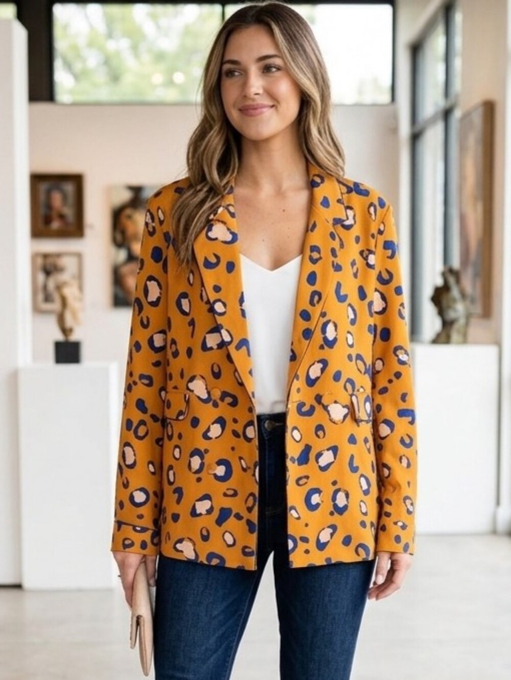 {3.1 Phillip Lim X Targer} Orange Leopard-Print Blazer - Size LARGE
